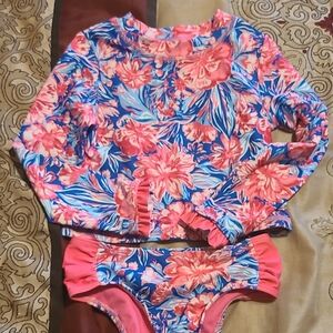 Tommy Bahama Pink and Blue Tropical Rashguard Set
